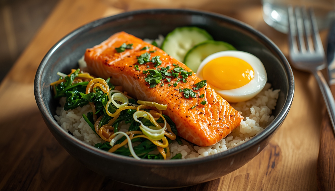 high protein low carb salmon bowl