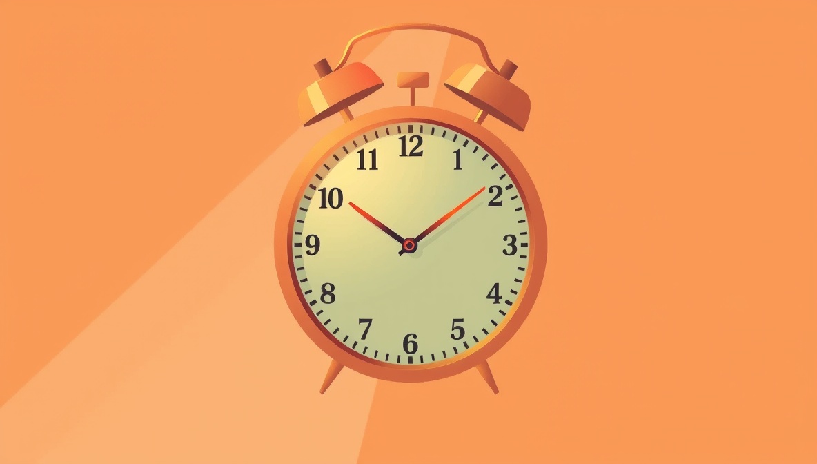 why I wake up before my alarm, illustrated with a sunrise and alarm clock